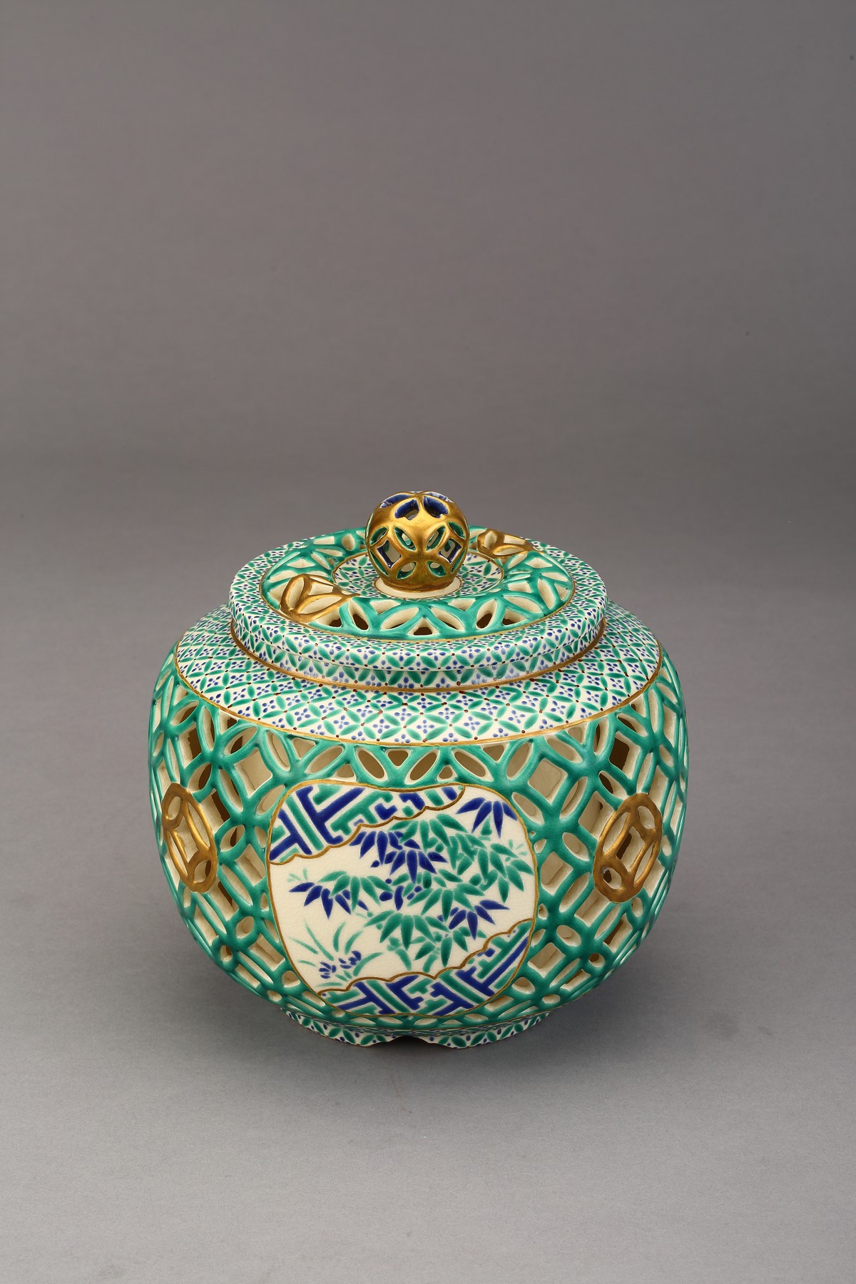 京都 清水焼 丈夫窯 花生 花瓶 京 陶器 花入 置物 骨董品 フ花瓶