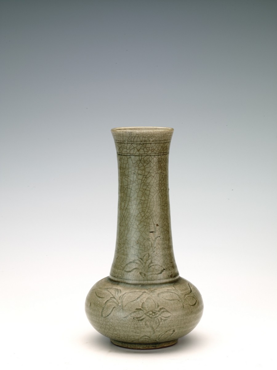 Longquan Celadon Vase with a Carved Floral Decoration